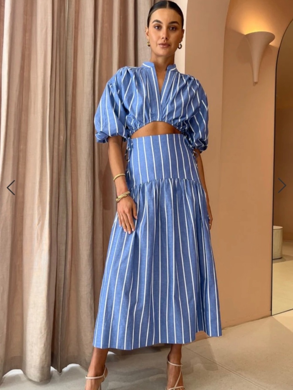 Shona Joy midi/maxi cut out dress blue and white